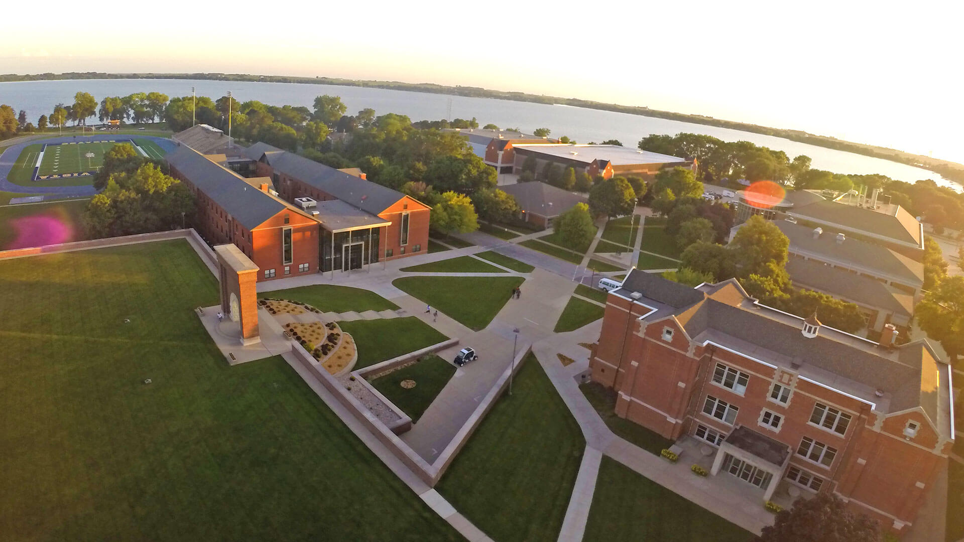 An aerial view of campus
